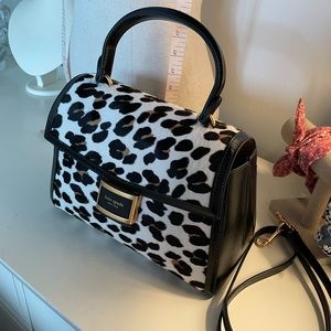 Kate Spade gorgeous,leopard, calf hair, top handle bag with crossbody strap!